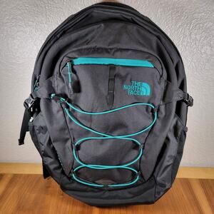 North Face Borealis FlexVent Backpack Black Teal Laptop Hiking School Travel